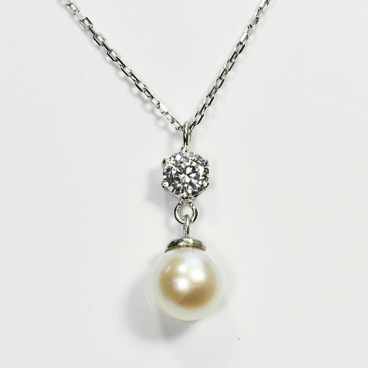 楽天市場】花珠真珠 6mm珠 ネックレス ダイヤモンド0.2ct アコヤ本真珠 