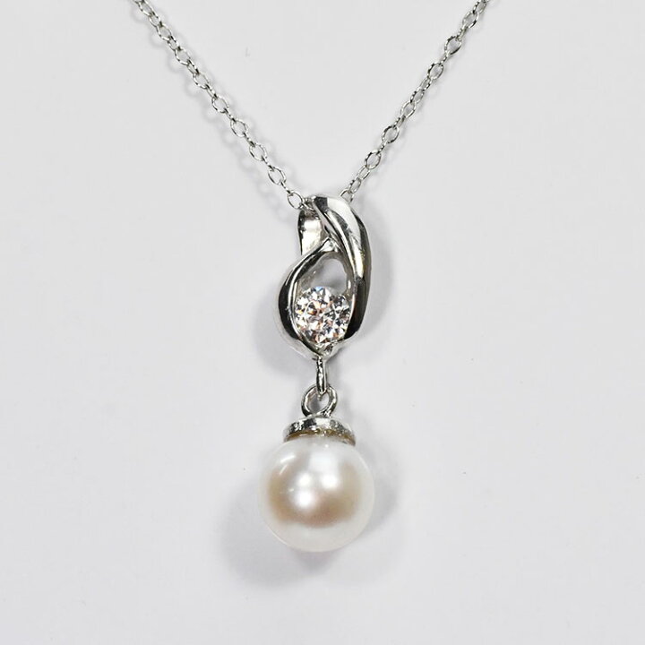 楽天市場】花珠真珠 6mm珠 ネックレス ダイヤモンド0.1ct アコヤ本真珠 
