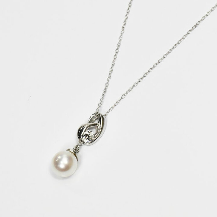 楽天市場】花珠真珠 6mm珠 ネックレス ダイヤモンド0.1ct アコヤ本真珠 