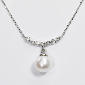 花珠真珠 7mm珠 ネックレス ダイヤモンド0.2ct アコヤ本真珠 スマイルネックレス 天然ダイヤモンド