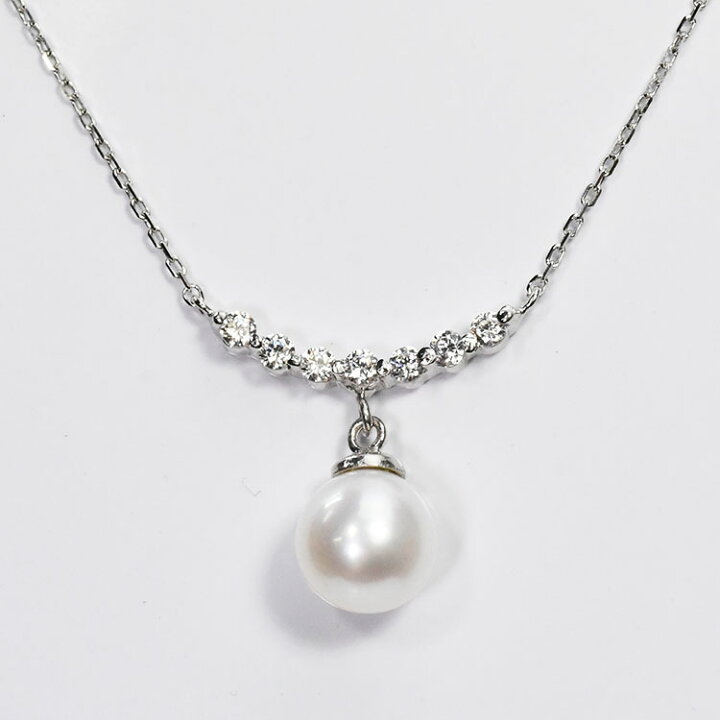 楽天市場】花珠真珠 7mm珠 ネックレス ダイヤモンド0.2ct アコヤ本真珠 