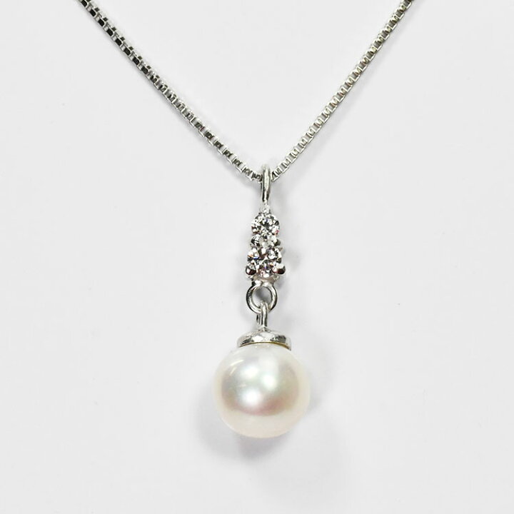 楽天市場】花珠真珠 6mm珠 ネックレス ダイヤモンド0.05ct アコヤ本 