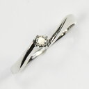 天然ダイヤモンドリング 0.05ct（SIクラス・鑑別書カード付） 一粒ウェーブリング プラチナカラー 婚約指輪 エンゲー…