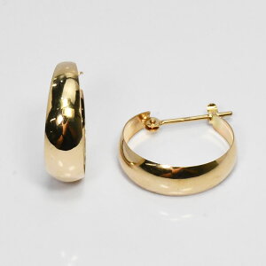 ピアス K10 YG フープピアス 5mm×15mm 10金 イエローゴールド 月甲 ツキコウピアス ゲッコウ 三日月 フープ (両耳用)