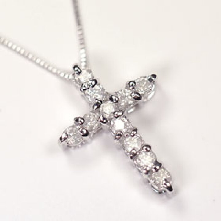 楽天市場】ダイヤモンド ネックレス クロス K10WG・ダイヤ0.2ct クロス 