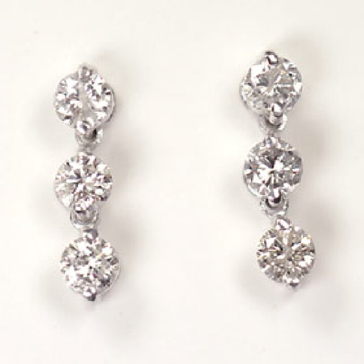 楽天市場】ダイヤモンド ピアス スリーストーン 天然ダイヤ0.4ct（SI 