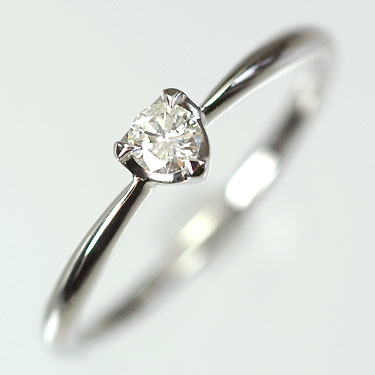 ダイヤモンド リング K18WG・ダイヤモンド0.1ct（Hカラー・SIクラス・鑑定カード付）　ハートフレイムリング（指輪）