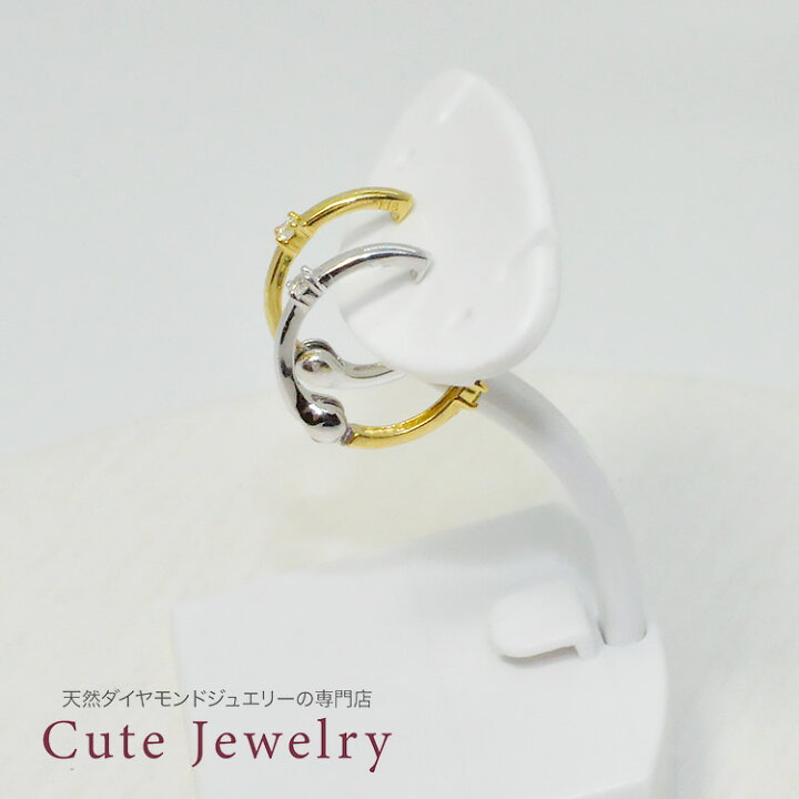 楽天市場】K18/K18WG ダイヤ0.04ct イヤリング ピアリング 正規品 
