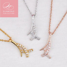 天然ダイヤモンド0.08ct スウィートテンダイヤモンド ダイヤモンドネックレス H～Jカラー SIクラス プラチナ イエローゴールド ピンクゴールド シルバー925 結婚10周年 リボンモチーフ 【送料無料】