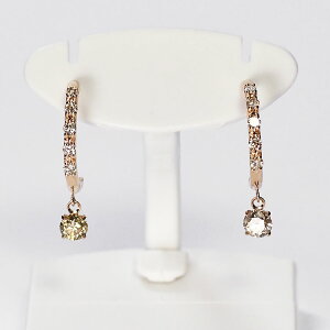 �y���K�i�z�V���O���_���V���O�X�g�[�� K18PG �_�C�������h�s�A�X 0.3ct �A�[�` �s���N�S�[���h �N���X�t�H�[�y�_���V���O�X�g�[���z