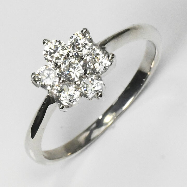 楽天市場】プラチナ ダイヤモンド0.5ct 7石フラワーリング H&C 鑑別書 
