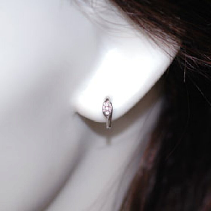楽天市場】ダイヤモンド ピアス フープ K14WG・ダイヤモンド0.04ct 中  