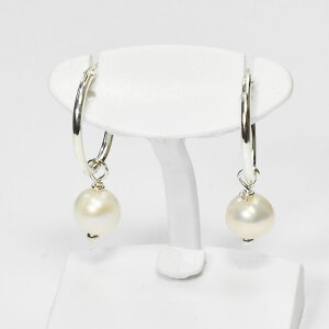 淡水パール フープピアス (ホワイト)淡水真珠 シルバー925 天然石 スターリングシルバー