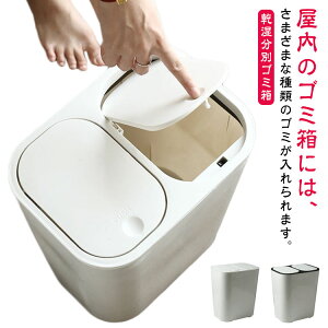 二重分け分類ゴミ箱 ダブルバレル分別ゴミ箱 乾湿分別ゴミ箱 分類されたストレージ 手で押すと開ける フタ付き ボックス おしゃれ 仕切り 室内 2分割 ゴミ箱 分別 小型 袋 おしゃれ 分別ゴ