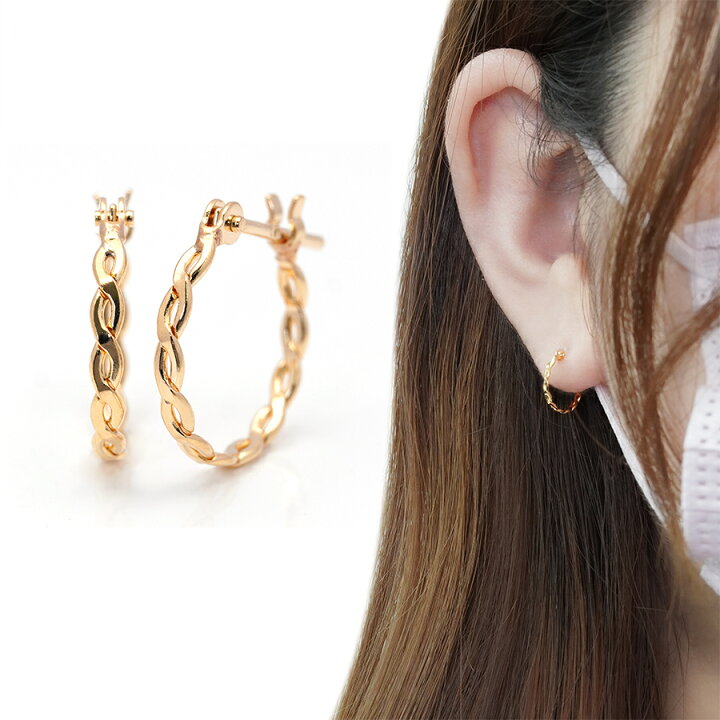楽天市場】フープピアス 18k ピアス フープ ツイスト K18 金属 