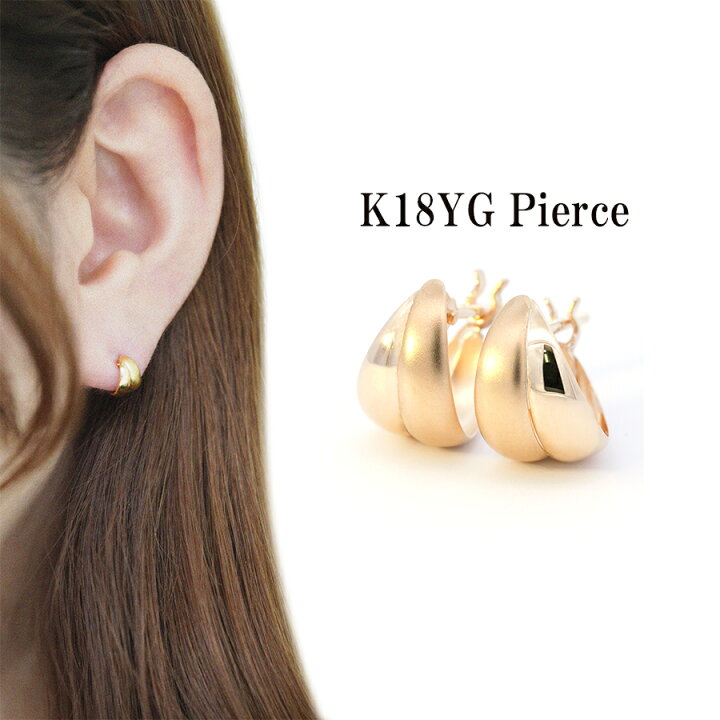 楽天市場】フープピアス 18k ダブルムーンピアス K18 月甲ピアス 金属 