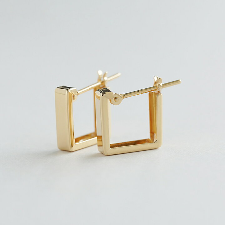 楽天市場】フープピアス 18k スクエア ピアス K18 四角 金属アレルギー 