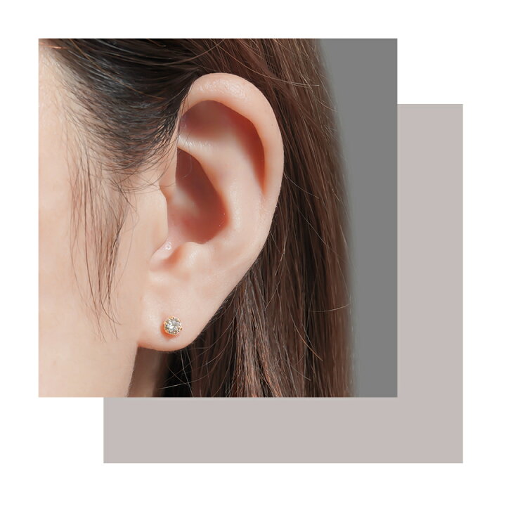 楽天市場】K18 ダイヤモンドピアス 18金 一粒ダイヤ ダイヤピアス 0.5  