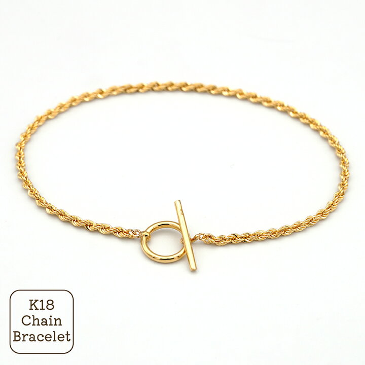 楽天市場】K18 ロープチェーン ブレスレット マンテルタイプ 18cm  