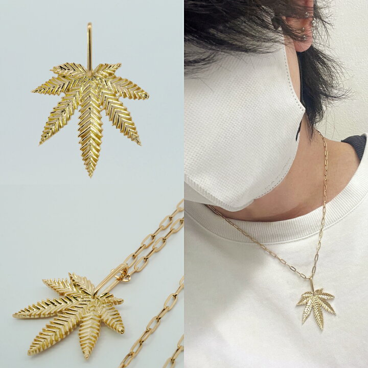 楽天市場】K18 ペンダントトップ リーフ トップ 18金 マリファナ 18k 