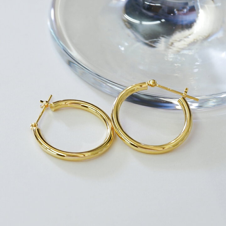 楽天市場】K18 フープピアス 18k ピアス フープ 2mm 20mm 遮断式フープ 