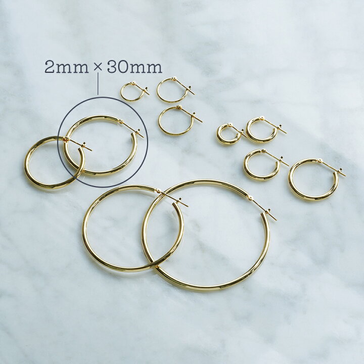 楽天市場】K18 フープピアス 18k 大きめ フープ ピアス 18金 30mm 