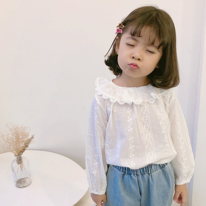楽天市場 キッズ ブラウス 女の子 シャツ おしゃれ 刺繍ブラウス 長袖 女の子 子ども ジュニア シャツ フォーマルブラウス 白 入学式 卒園式 入園式 子供服 トップス ブラウス 90 100 110 1 130cm Cute Space
