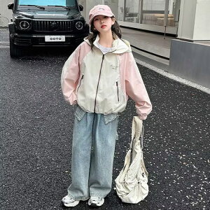 キッズ マウンテンパーカー 女の子 ウインドブレーカー フード付き ジャケット コート パーカー 上着 ジュニア 子供服 女の子 ガールズ アウター 小学生 中学生 長袖 子供服 春 秋 かわいい 1