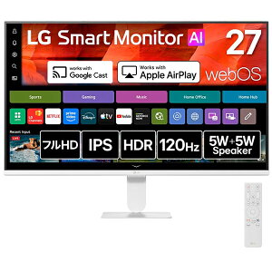 LG�G���N�g���j�N�X �t���f�B�X�v���C 27�^ 27U511SB-W LG �t��HD IPS�p�l���̗p �m���O���A 120Hz