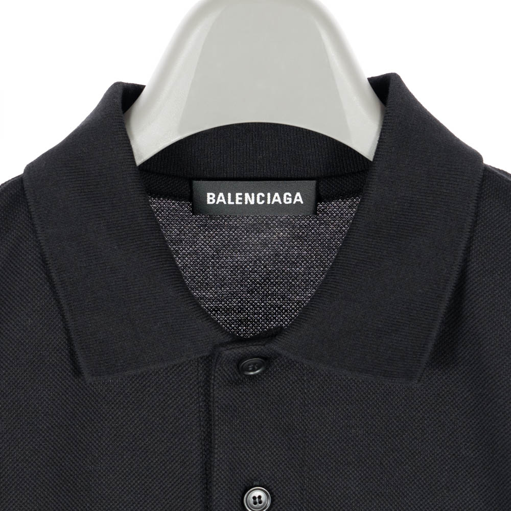 バレンシアガ ポロシャツ 半袖 オーバーサイズ BALENCIAGA メンズ 525797 TWK46 1000 ブラック 胸ロゴ XS コットン  刺繍ロゴ トップス 送料無料 | ZOKZOK楽天市場店