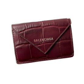 バレンシアガ BALENCIAGA 財布 三つ折り財布 クロコ PAPIER MINI EMBOSSED 391446 0R70N 6012 RED PRUNE