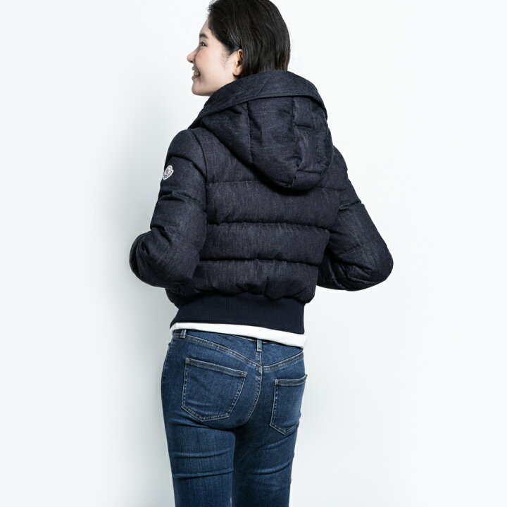 楽天市場 モンクレール ダウンジャケット レディース Moncler Sotiria 0 デニム フード付き 防寒着 インディゴ Moncler ソティリア ショート丈 790 腕ロゴ 新品 正規品 送料無料 Zokzok楽天市場店