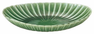 かすみ 緑 楕円皿 大 花伝 KOYO 光洋 光洋陶器 56171075 おしゃれ かわいい 和食器 可愛い 和陶器 業務用 食洗機対応 日本製