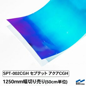 カッティングシート 屋外 セプテットフィルム SPT-002CGH セプテットアクアCGH 1250mm幅 50cm単位 切り売り 中川ケミカル カット 販売 オーロラ ステッカー キラキラ 青 ブルー リメイクシート カラー シール フィルム DIY コンサート ライブ うちわ 応援 外貼り可能