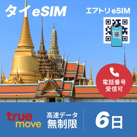 【即日発行・QRコード】タイ eSIM データ無制限 高速5G/4G｜5日・6日・24時間〜｜TRUE正規回線｜テザリング可｜設定簡単｜空港不要｜旅行 出張 留学｜iPhone Android 対応｜タイ eSIM イーシム