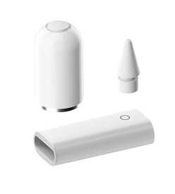 Apple Pencil 第1/2世代 対応 充電アダプタ＆ペン先交換用セット 3点セット｜USB変換アダプタ＆紛失防止キャップ付き｜高感度iPad Pro/iPad mini用充電保護アクセサリ（ホワイト）