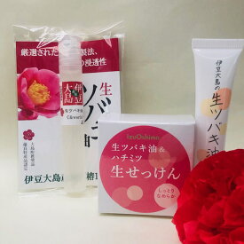 ギフトセット　 椿油 コスメセット 「 伊豆大島 の 生ツバキ油 10gロールオン 」「 ハンドクリームチューブ 20g 」「 手作り石けん 」 椿 ハンドクリーム 石鹸 生椿油 椿オイル ツバキオイル 石けん 携帯用 つばき油 ツバキ油 ボディ ギフト 贈り物 プレゼント