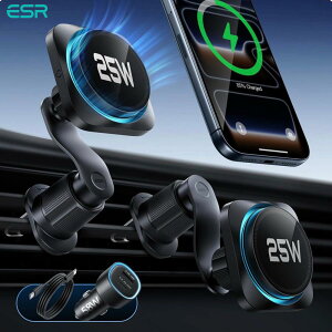 ESR OmniLock Qi2.2�F�� 25W�[�d Magsafe �ԍڃz���_�[ ��p�@�\�t�� CryoBoost���� �����[�d �X�}�z�z���_�[ �� �X�}�z��p 360°��]�\ iPhone17/16