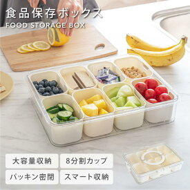 食品保存ボックス スナックボックスコンテナ 蓋とハンドル付き分割サービングトレイ 収納ケース 小型 調味料収納 取っ手付き 滑り止め 持ち運びが簡単 蓋にポータブルハンドルが付いているので スナックボックスをどこにでも持ち運ぶことができます。