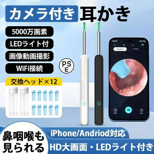 �������J���� LED ���C�g�t�� �C���[�X�R�[�v ���|�� ���C���� �h�� iPhone Android �Ή� �q���p �@�E���E��A�ώ@ ������ �����w�b�h 12 �_�E8 �_�t��
