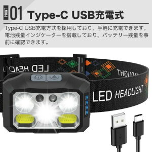 �[�d�� �w�b�h���C�g 3XPG+2COB �Z���T�[�@�\ 600���[���� 6���[�h�_�� �d�r�C���W�P�[�^�[�t�� 1200mAh ��e�� �p�x�����\ IP
