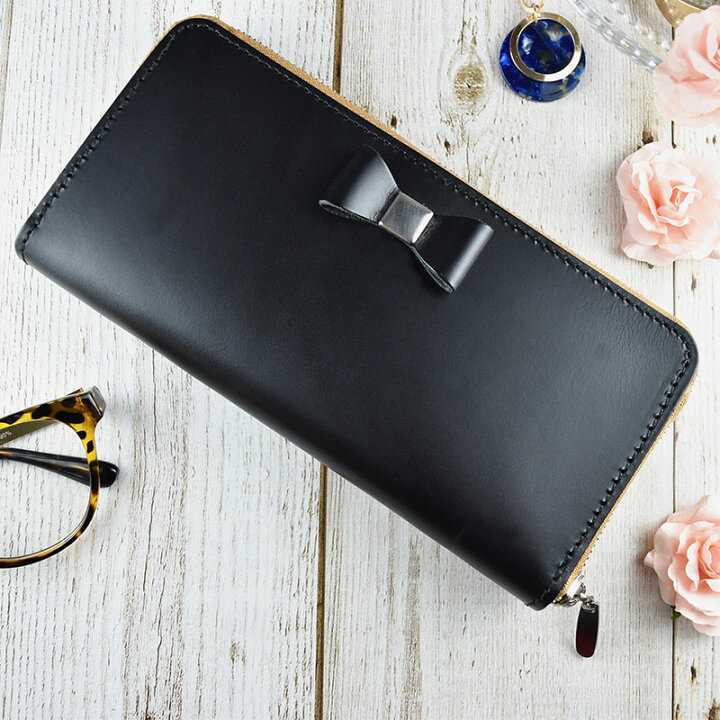 楽天市場】オーダーメイド 本革 長財布 ラウンドファスナー リボン  