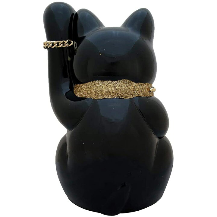 楽天市場】招き猫 置物 貯金箱 手長小判猫 黒 左手 DecoBaboo キラキラ 