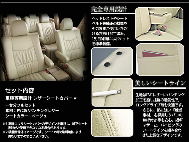 楽天市場】ベージュ PVCレザーシートカバー アルファード ANH10 ANH15 