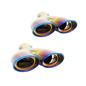 交換用 後付け用 マフラーカッター チタン焼き 48〜62mm デュアル 下向き ボルト付き 2本セット 後付け リアパーツ マフラー 本体 エアロ