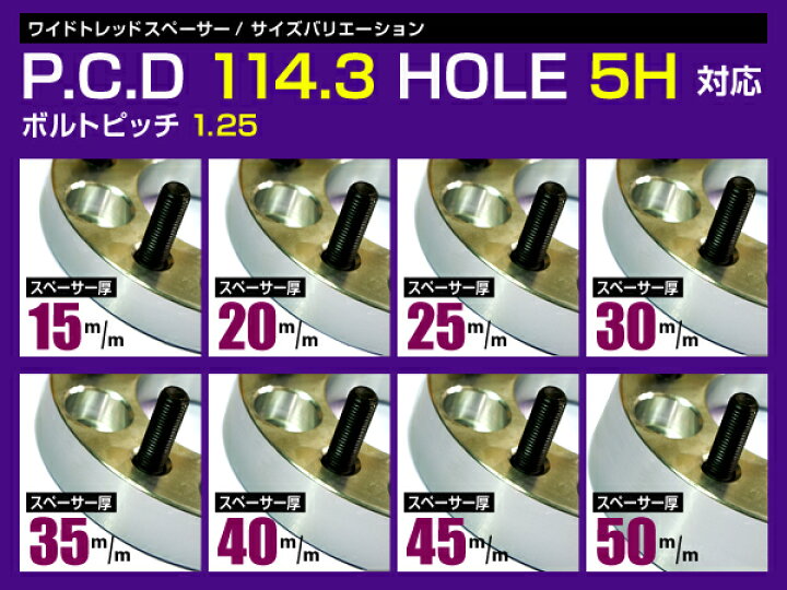 楽天市場】ワイドトレッドスペーサー 5穴 PCD114.3 20mm M12-P1.25 2枚 