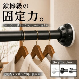 【ポイント10倍】★6サイズ＆3色展開★簡単ロック式 つっぱり棒 3m 双方向ロック 強力 突っ張り棒 カンタン設置 穴あけ不要 突っ張り棒 カーテン 伸縮式 ステンレス製 つつばり棒 直径33mm クローゼット シャワーカーテン 物干し竿 シルバー ブラック ホワイト 突っ張り