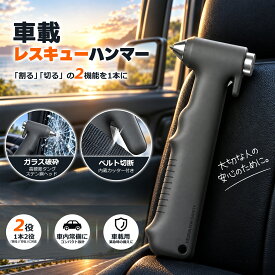 【ポイント10倍】ガラス破砕 ベルト切断 1本2役 レスキューハンマー 緊急脱出ハンマー 脱出用ハンマー 1秒で割れる 車載用 ガラス破砕 シートベルトカッター 1台2役 高硬度タングステン鋼ヘッド 保護キャップ付き 防災グッズ 車用 緊急脱出ツール マットグレー水害 交通事故