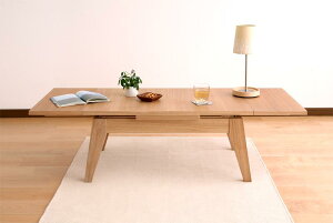 【単品】ローテーブル Sサイズ(幅80-130cm)【Paodelo】ビターブラウン ワイドに広がる伸長式!天然木エクステンションリビングローテーブル【Paodelo】パオデロ【代引不可】