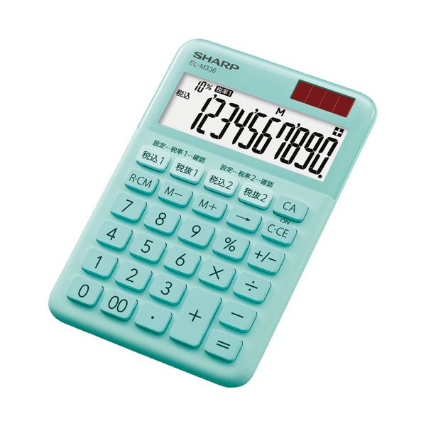 (まとめ）シャープ カラー・デザイン電卓 10桁ミニナイスサイズ グリーン系 EL-M336-GX 1台【×5セット】